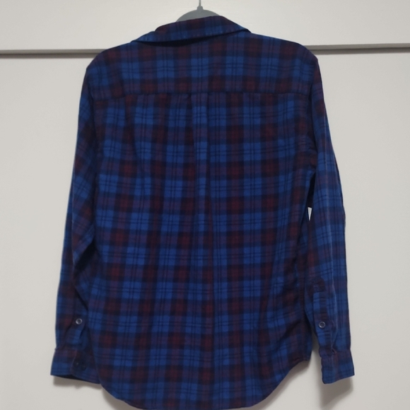 Patagonia Mens Blue and Dark Red Plaid Organic Cotton Flannel Shirt - Picture 5 of 8